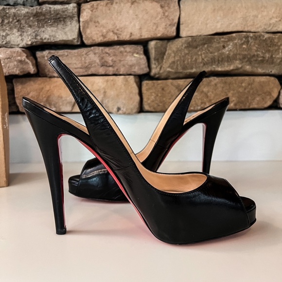 Authentic EUC Christian Louboutin Private Number 120mm Slingback Peep-toe Heels - Picture 2 of 12